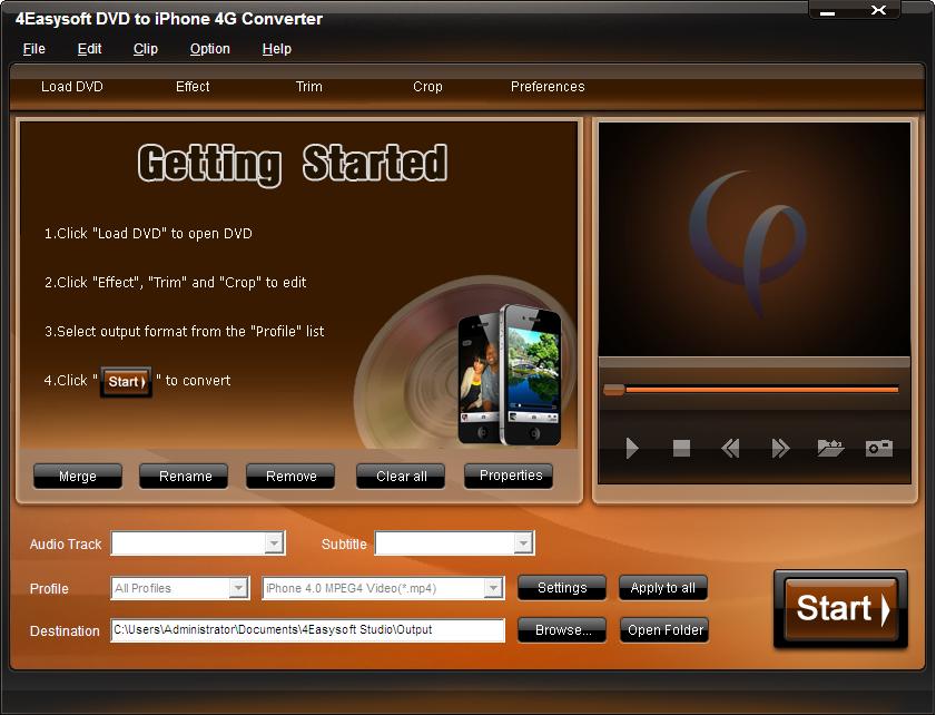 4Easysoft DVD to iPhone 4G Converter Screenshot