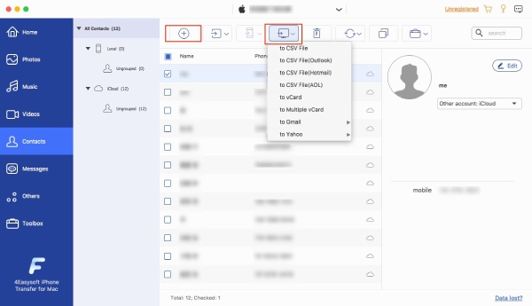 Create New Contacts Export to Mac