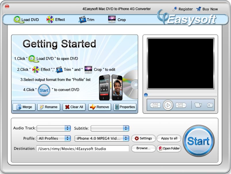 4Easysoft Mac DVD to iPhone 4G Converter Screenshot