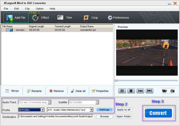 MOD to AVI Converter Steps