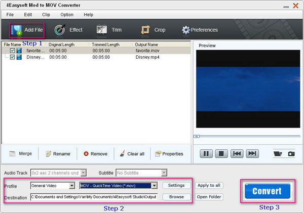 MOD to MOV Converter Steps