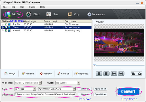 MOD to MPEG Converter Steps