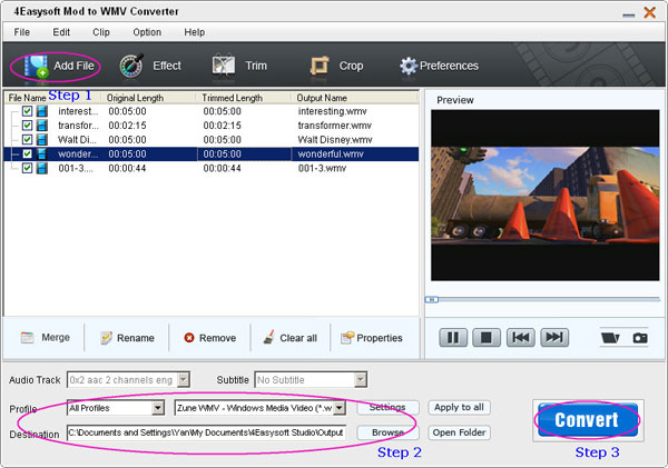MOD to WMV Converter Steps