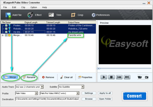 4Easysoft Palm Video Converter Merge