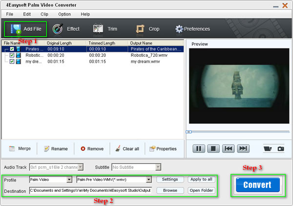 4Easysoft Palm Video Converter Steps