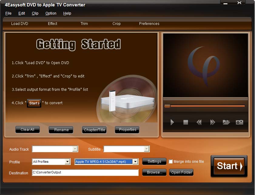 Screenshot of 4Easysoft DVD to Apple TV Converter