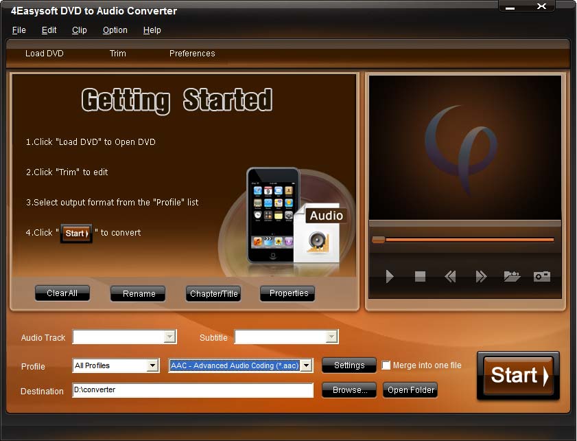 Screenshot of 4Easysoft DVD to Audio Converter 3.1.08