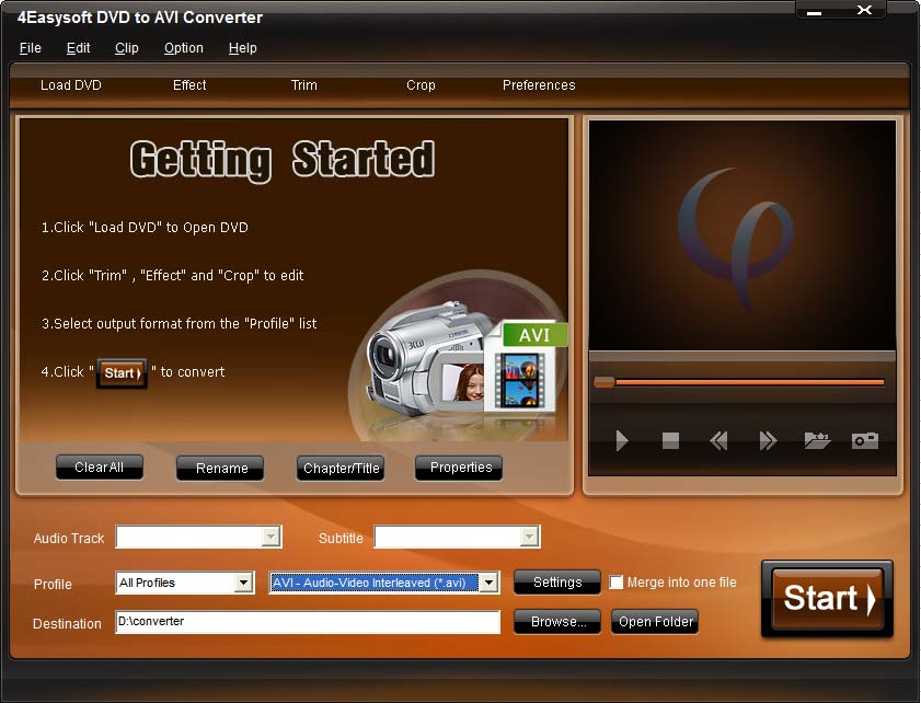 Screenshot of 4Easysoft DVD to AVI Converter 3.1.08