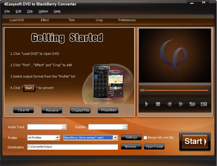 Screenshot of 4Easysoft DVD to BlackBerry Converter