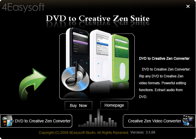 Screenshot of 4Easysoft DVD to Creative Zen Suite