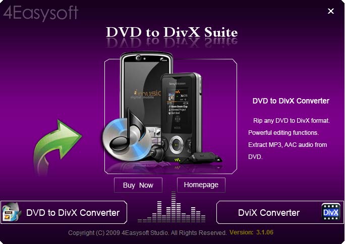 Screenshot of 4Easysoft DVD to DivX Suite