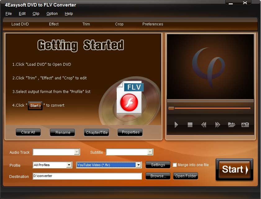 Screenshot of 4Easysoft DVD to FLV Converter