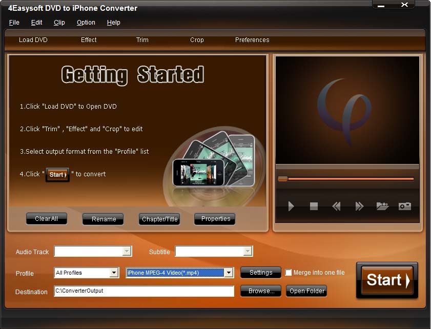 Screenshot of 4Easysoft DVD to iPhone Converter