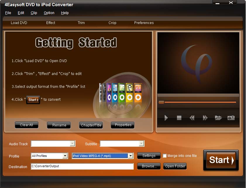 Screenshot of 4Easysoft DVD to iPod Converter
