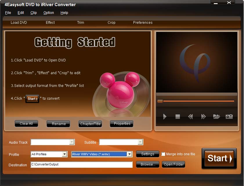 Screenshot of 4Easysoft DVD to iRiver Converter 3.1.16