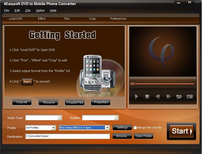 Screenshot of 4Easysoft DVD to Mobile Phone Converter 3.1.06