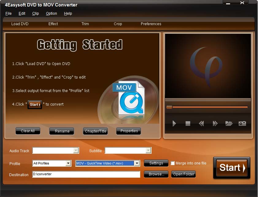 Screenshot of 4Easysoft DVD to MOV Converter