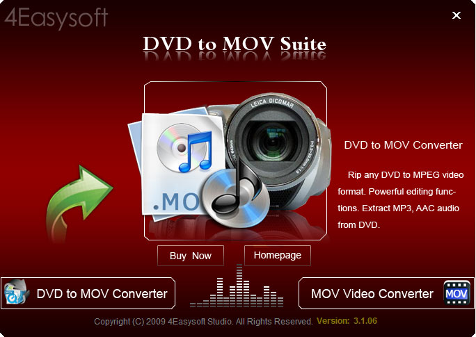 4Easysoft DVD to MOV Suite combines DVD to MOV Converter and MOV Video Converter