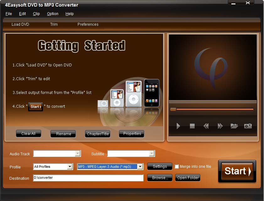 Screenshot of 4Easysoft DVD to MP3 Converter