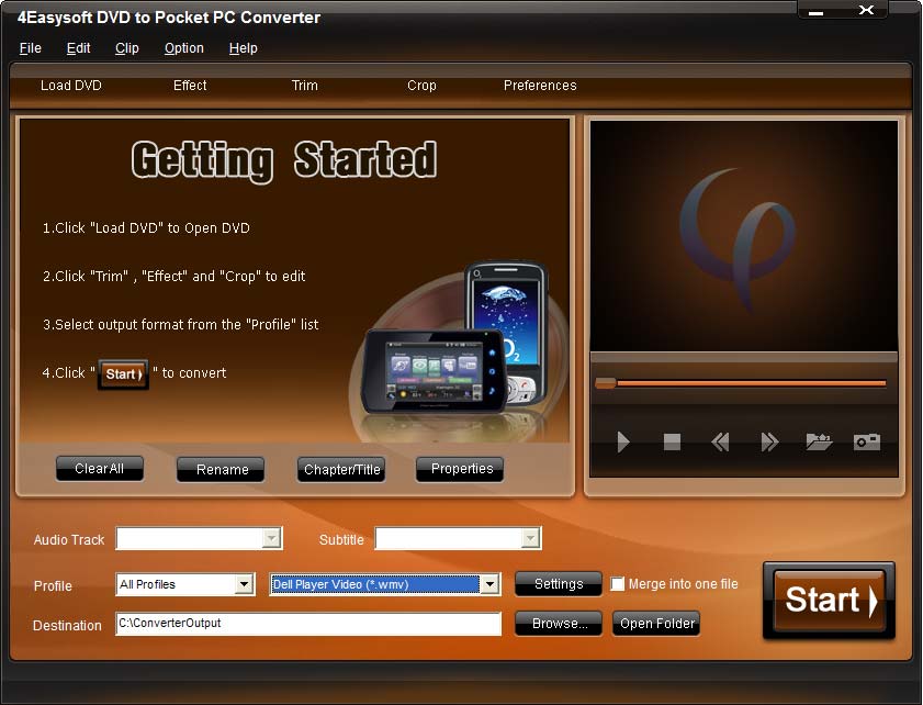 Screenshot of 4Easysoft DVD to Pocket PC Converter