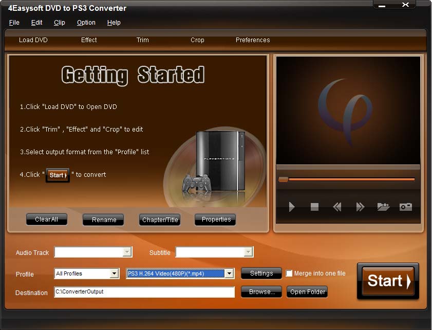 Screenshot of 4Easysoft DVD to PS3 Converter