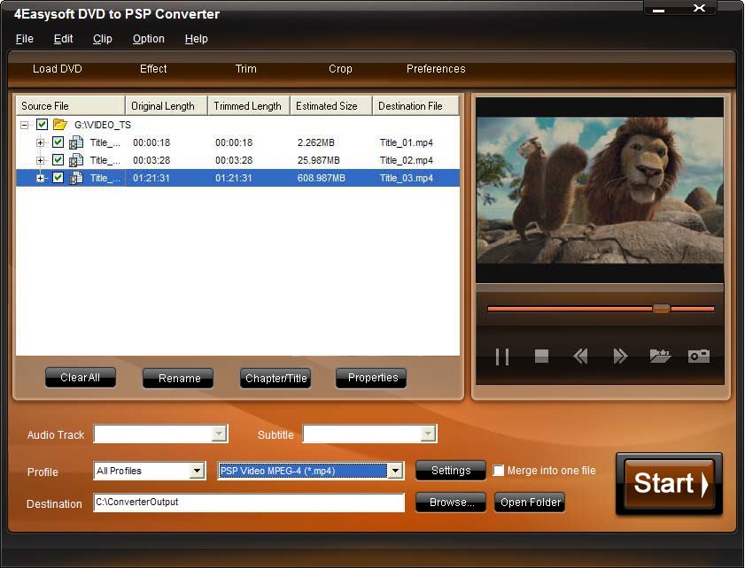 Screenshot of 4Easysoft DVD to PSP Converter 3.1.06