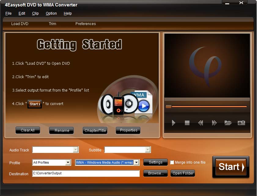 Screenshot of 4Easysoft DVD to WMA Converter 3.1.06