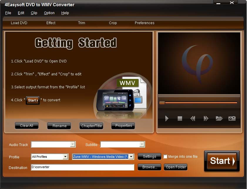 Screenshot of 4Easysoft DVD to WMV Converter 3.1.06