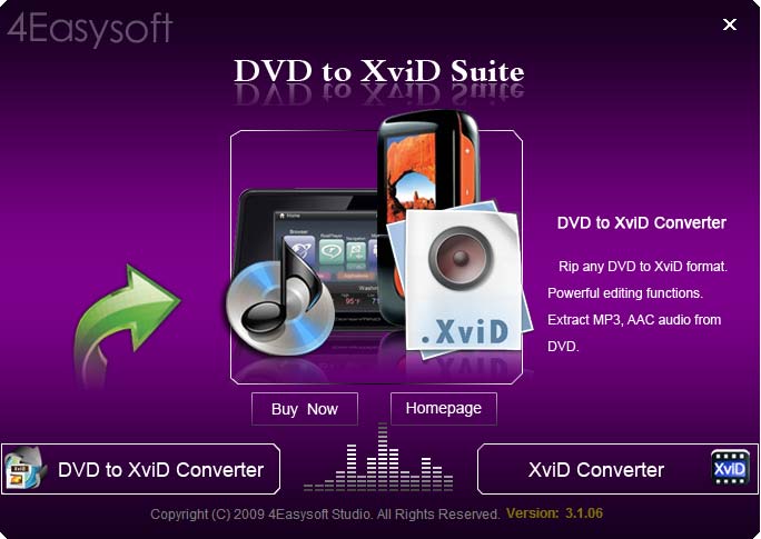 Screenshot of 4Easysoft DVD to XviD Suite
