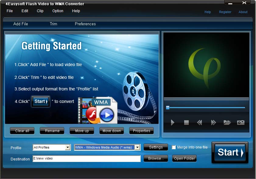 Screenshot of 4Easysoft Flash Video to WMA Converter