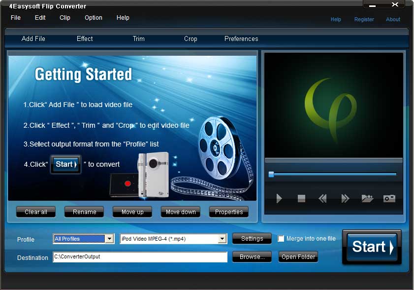 Convert Flip video created by any Flip series to any other video/audio formats.