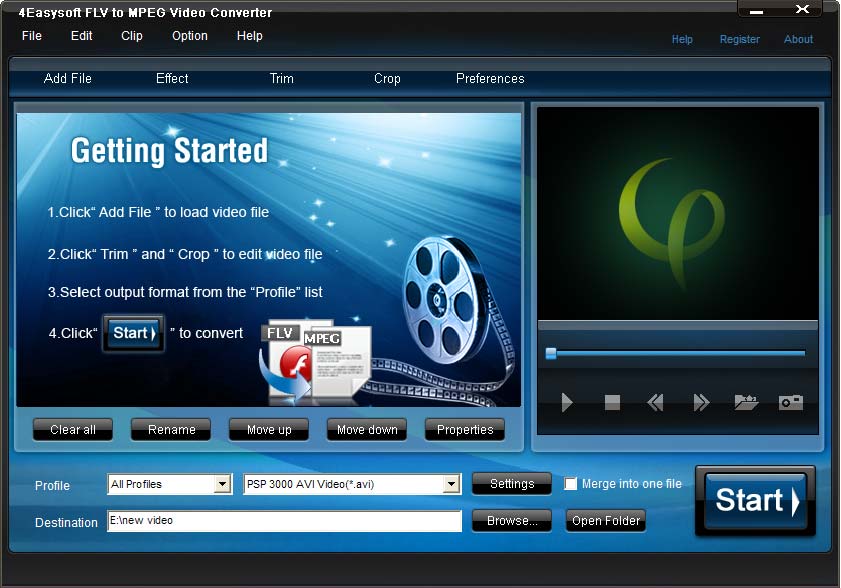 Screenshot of 4Easysoft FLV to MPEG Video Converter