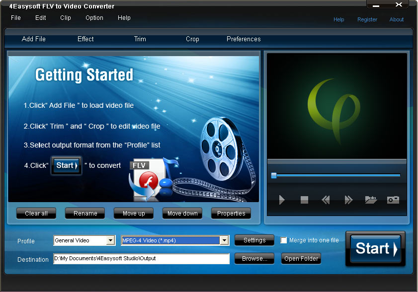 Screenshot of 4Easysoft FLV to Video Converter