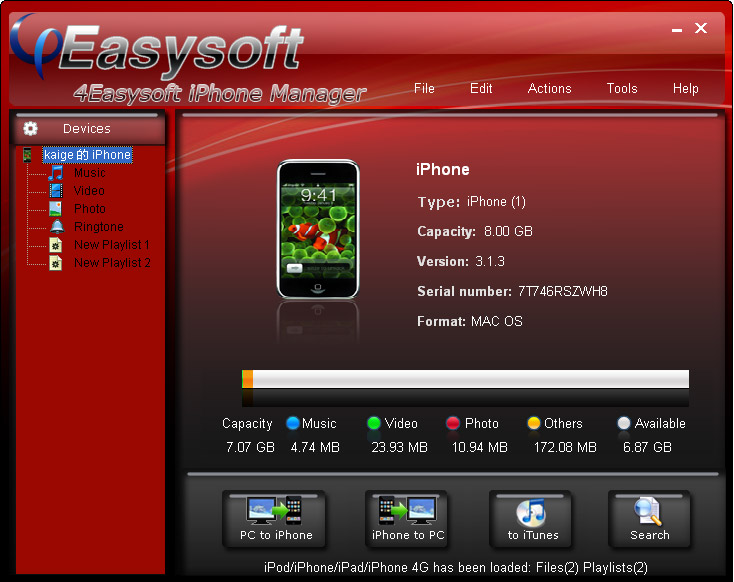 Screenshot of 4Easysoft iPhone Manager 3.1.16