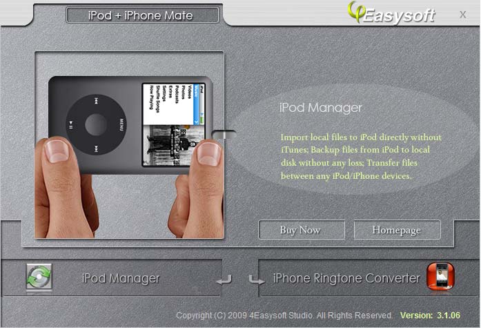 Screenshot of 4Easysoft iPod + iPhone Mate