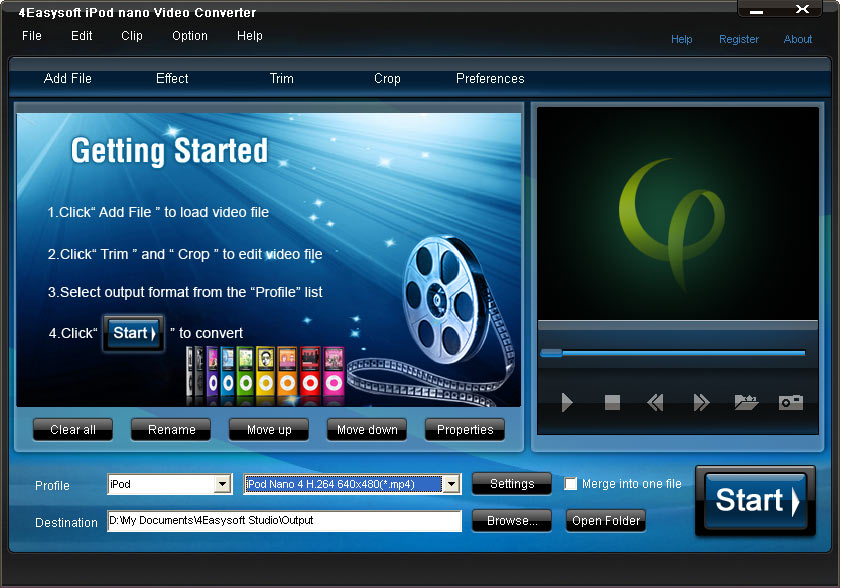 Screenshot of 4Easysoft iPod nano Video Converter