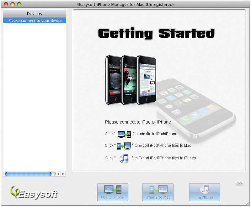 Screenshot of 4Easysoft iPhone Manager for Mac 3.3.18