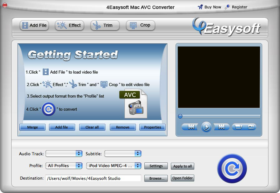 Screenshot of 4Easysoft Mac AVC Converter 3.1.08