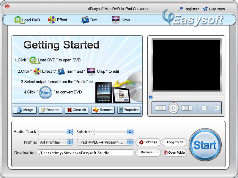 Screenshot of 4Easysoft Mac DVD to iPad Converter