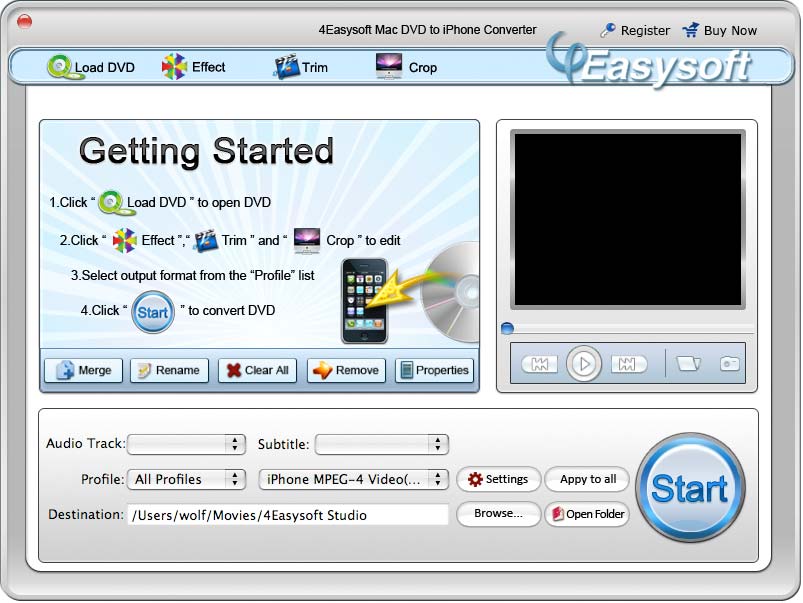 Screenshot of 4Easysoft Mac DVD to iPhone Converter