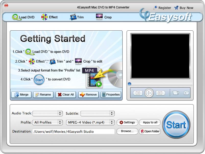 Screenshot of 4Easysoft Mac DVD to MP4 Converter