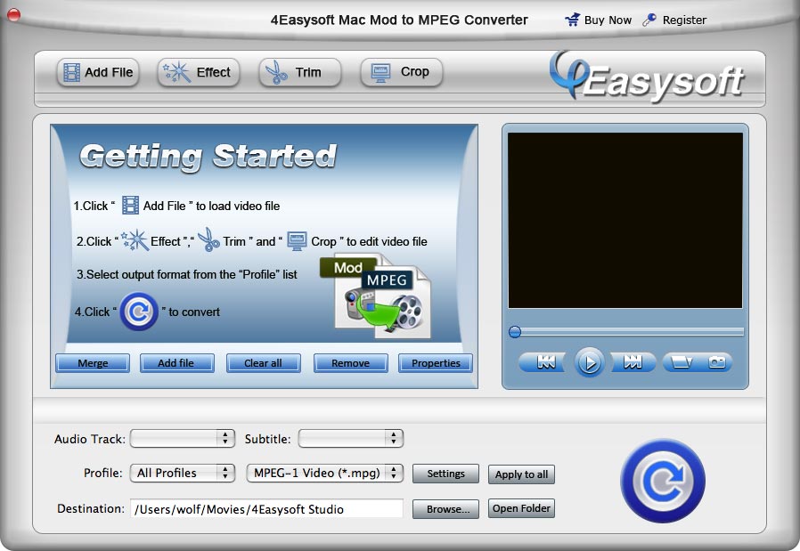 Screenshot of 4Easysoft Mac Mod to MPEG Converter