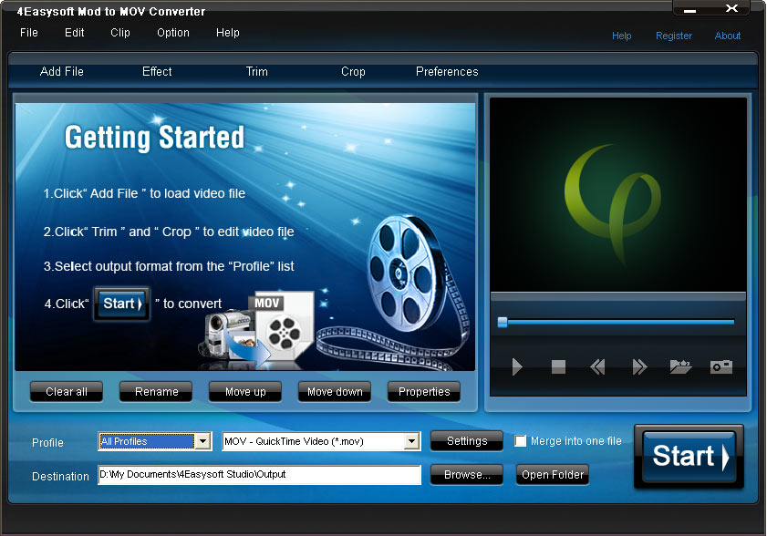 Screenshot of 4Easysoft Mod to Mov Converter