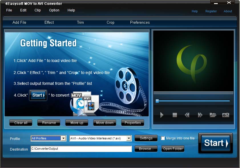 Screenshot of 4Easysoft MOV to AVI Converter 3.1.18