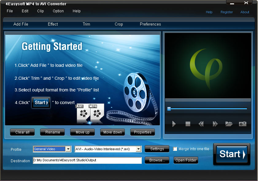 Screenshot of 4Easysoft MP4 to AVI Converter 3.1.18