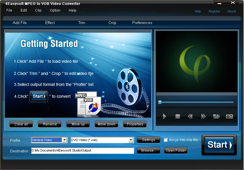 Screenshot of 4Easysoft MPEG to VOB Video Converter