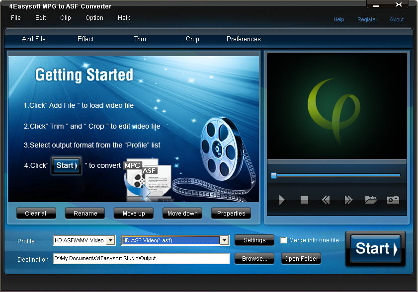 Convert MPEG/MPG to ASF and WMV files, Exact music from MPEG to MP3, WAV, ect.