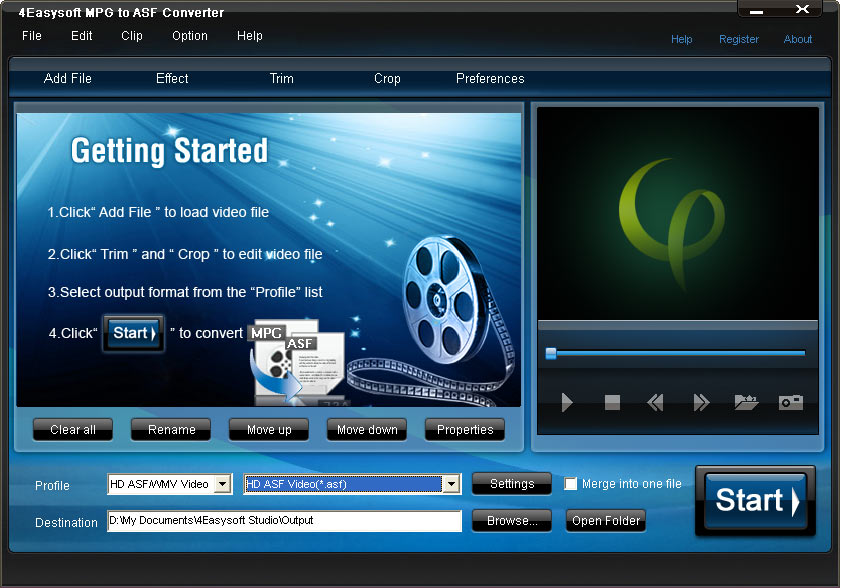 Screenshot of 4Easysoft MPG to ASF Converter