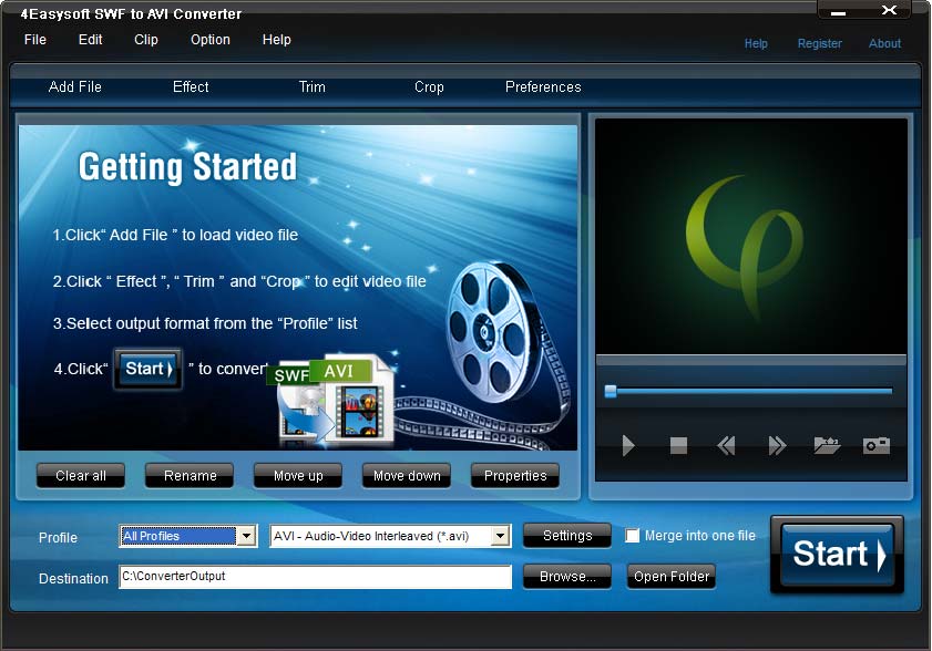 Screenshot of 4Easysoft SWF to AVI Converter