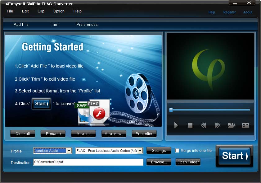 Screenshot of 4Easysoft SWF to FLAC Converter 3.1.20